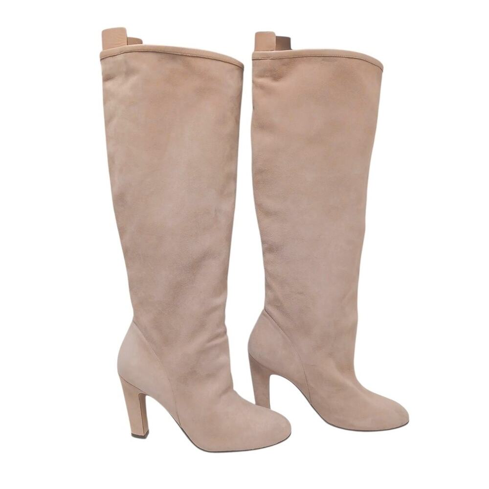 Stuart Weitzman Charlie Knee-high Boots 7.5 M Pink Champagne Beige Suede Leather